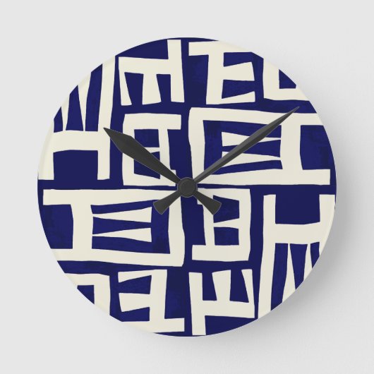 Afrikanische Karte - Navy Ivory Runde Wanduhr (Vorderseite)