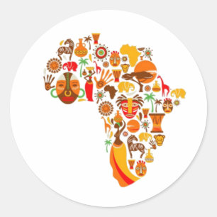Afrikanische Karte Runder Aufkleber