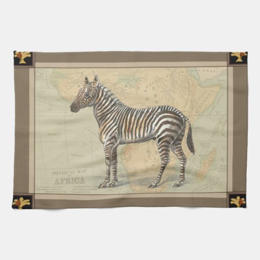 Afrikanische Karte und Zebra Küchentuch (Horizontal)