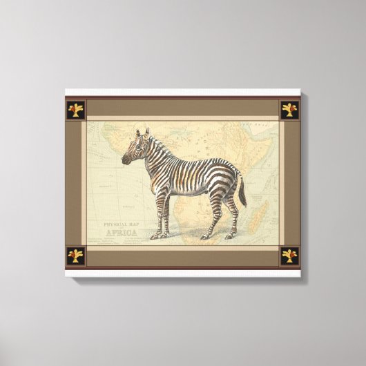 Afrikanische Karte und Zebra Leinwanddruck (Vorderseite)