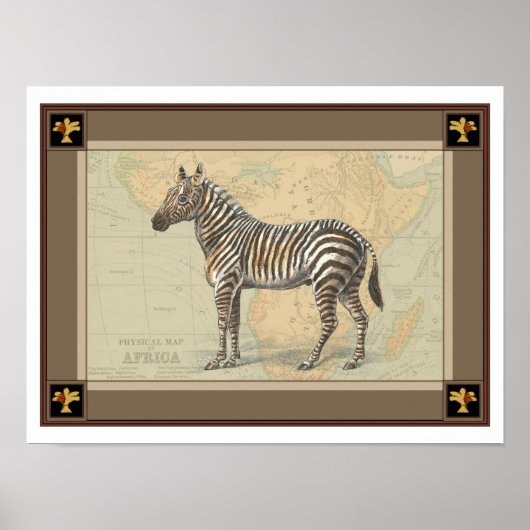Afrikanische Karte und Zebra Poster (Vorne)