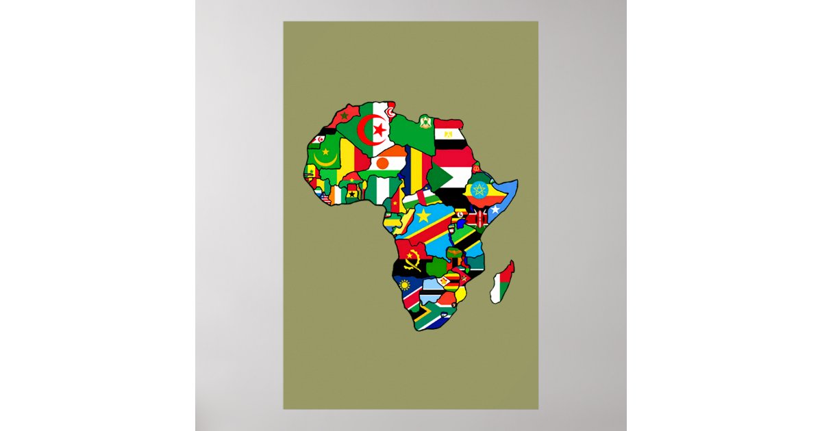 Afrikanische Karte von Afrika-Flaggen innerhalb de Poster | Zazzle.de