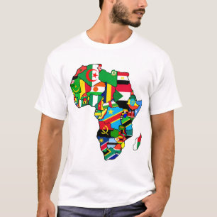 Afrikanische Karte von Afrika-Flaggen innerhalb T-Shirt
