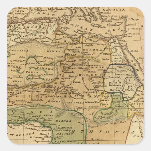 Afrikanische Karte von Worcester Quadratischer Aufkleber (Vorderseite)