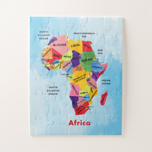 Afrikanische Karte Wasserfarbe Puzzle (Vertikal)