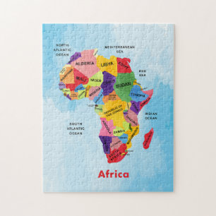 Afrikanische Karte Wasserfarbe Puzzle