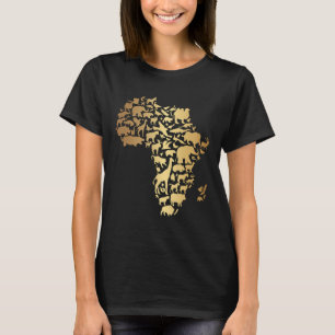 Afrikanische Karten Gold Tiere T-Shirt