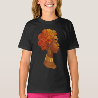 Afrikanische Königliche Blumen Haar Mädchen T-Shirt