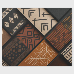 afrikanische Kulturdesigns auf diagonalen Formen Geschenkpapier