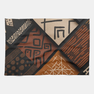 afrikanische Kulturdesigns auf diagonalen Formen Geschirrtuch