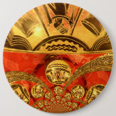 Afrikanische Kulturkunst: Rich Golden Red Design Button (Vorderseite)