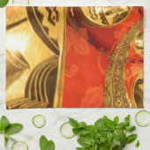 Afrikanische Kulturkunst: Rich Golden Red Design Handtuch (Gefaltet)