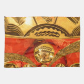 Afrikanische Kulturkunst: Rich Golden Red Design Handtuch (Horizontal)