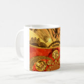 Afrikanische Kulturkunst: Rich Golden Red Design Kaffeetasse (Vorderseite Links)