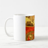 Afrikanische Kulturkunst: Rich Golden Red Design Kaffeetasse (Links)