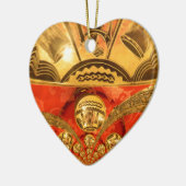 Afrikanische Kulturkunst: Rich Golden Red Design Keramikornament (Links)