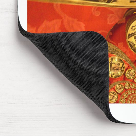 Afrikanische Kulturkunst: Rich Golden Red Design Mousepad (Ecke)