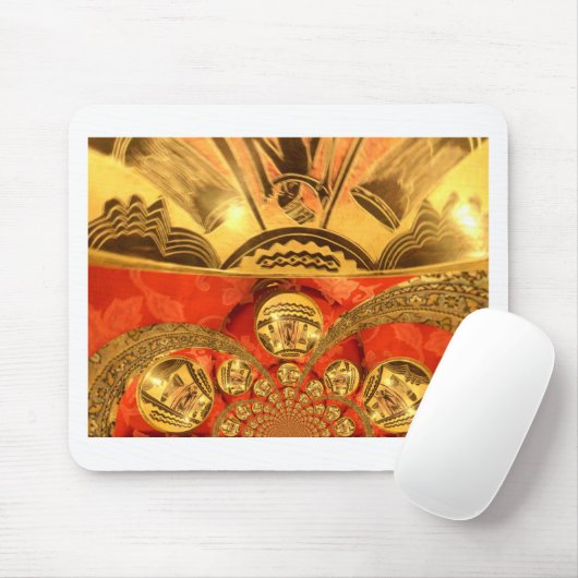 Afrikanische Kulturkunst: Rich Golden Red Design Mousepad (Mit Mouse)