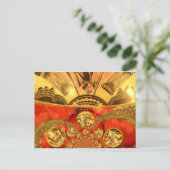 Afrikanische Kulturkunst: Rich Golden Red Design Postkarte (Stehend Vorderseite)