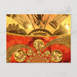 Afrikanische Kulturkunst: Rich Golden Red Design Postkarte
