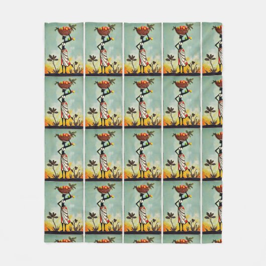 Afrikanische Kunst bei der Darstellung einer Frau  Fleecedecke (Vorderseite)