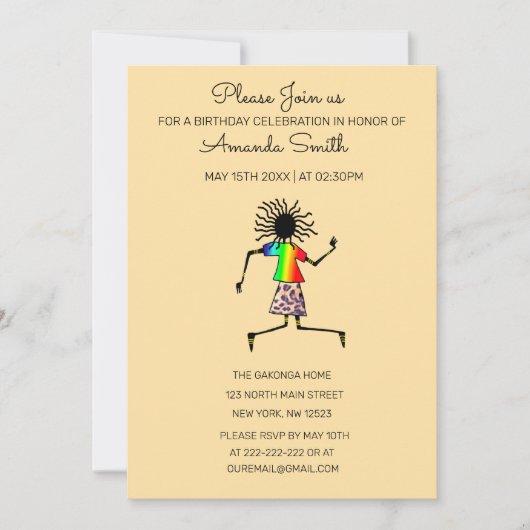 Afrikanische Kunst, Niedliche und Phantastische Tä Einladung (Vorderseite)