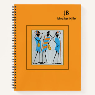 Afrikanische Kunst, Orange, Maasai Warrior Notizblock