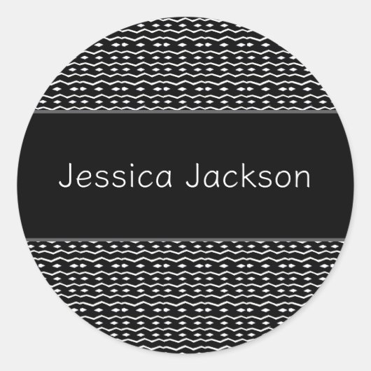 Afrikanische Kunst, Schwarz-Weiß-Muster Runder Aufkleber (Vorderseite)