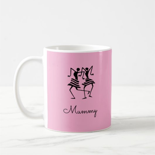 Afrikanische Kunst, Silhouette Feiern Mummy Pink Kaffeetasse (Links)