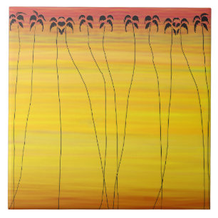 Afrikanische Kunst, Sommer-Silhouette Kokospalmen Fliese
