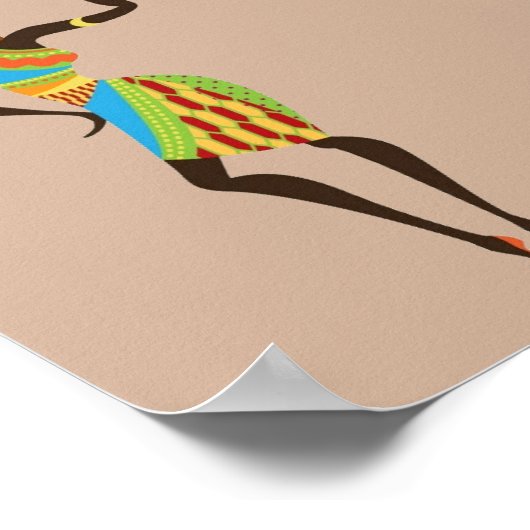 Afrikanische Kunst-Stammesfrau mit Korb Poster (Ecke)