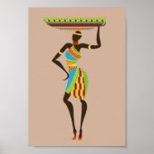 Afrikanische Kunst-Stammesfrau mit Korb Poster (Vorne)