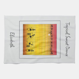 Afrikanische Kunst, tropische Sonnenuntergänge Geschirrtuch