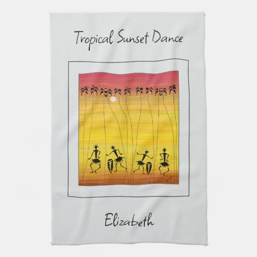 Afrikanische Kunst, tropische Sonnenuntergänge Geschirrtuch (Vertikal)