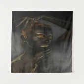 Afrikanische Kunstfrauen, Schwarz und Gold Wandteppich (Vorderseite)