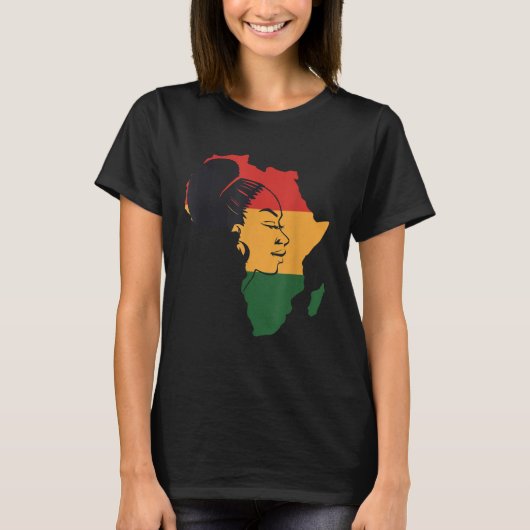 Afrikanische Landkarte mit Afro Queen in Afrika ge T-Shirt (Vorderseite)