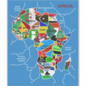 Afrikanische Landkarte mit Flaggen Aufkleber (Vorderseite)