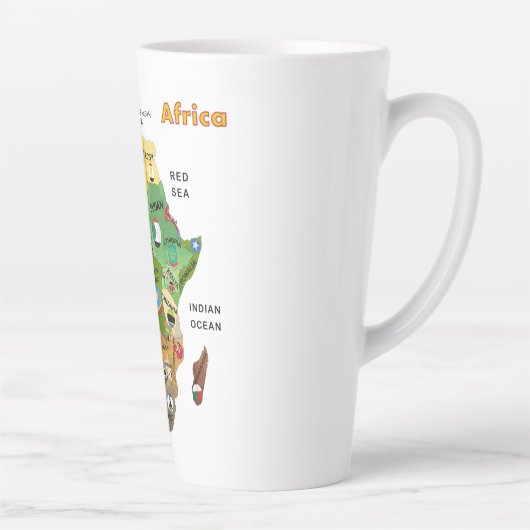 Afrikanische Landkarte mit Flaggen Latte Tasse (Rechts)