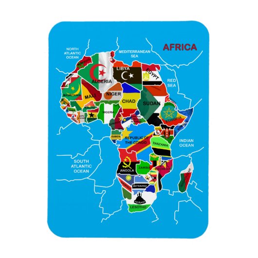 Afrikanische Landkarte mit Flaggen Magnet (Vertikal)