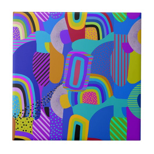 Afrikanische Landkarte mit maximalistischer Landsc Fliese (Vorderseite)