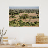 Afrikanische Landschaft mit Elefant Poster (Küche)