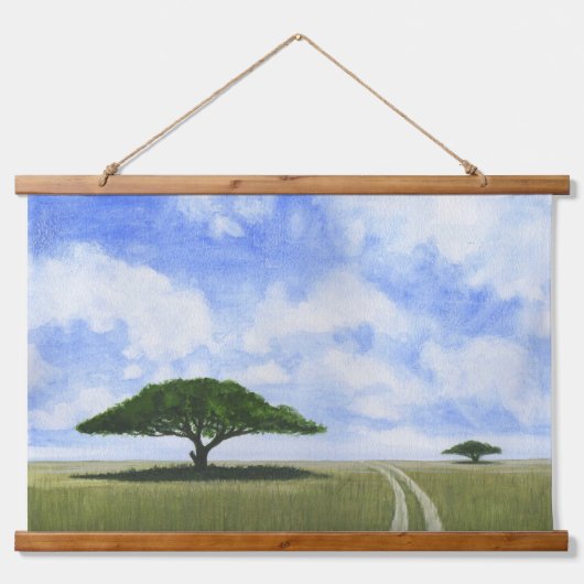 Afrikanische Landschaft Wandteppich Mit Holzrahmen (Vorne)