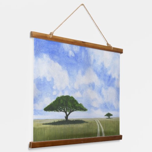 Afrikanische Landschaft Wandteppich Mit Holzrahmen (Gewinkelt)