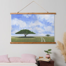 Afrikanische Landschaft Wandteppich Mit Holzrahmen