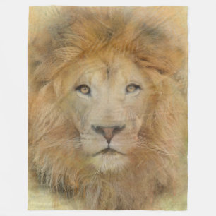 Afrikanische Lion Wildlife Watercolor Portrait-Fle Fleecedecke