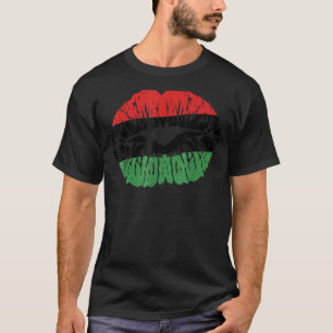 Afrikanische Lippen Afrika Flagge Schwarze Geschic T-Shirt