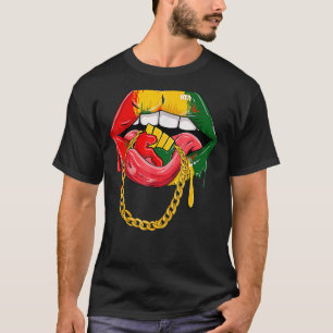 Afrikanische Lippen T - Shirt Afrika Flagge Schwar