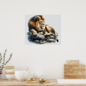 Afrikanische Löwe in Wasserfarbe Poster (Küche)