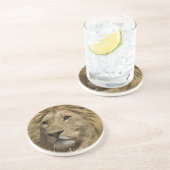 Afrikanische Löwe, Panthera leo, Portrait eines Sandstein Untersetzer (Seite)