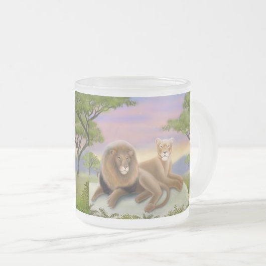 Afrikanische Löwen an der Erholungs-Tasse Mattglastasse (VorderseiteRechts)